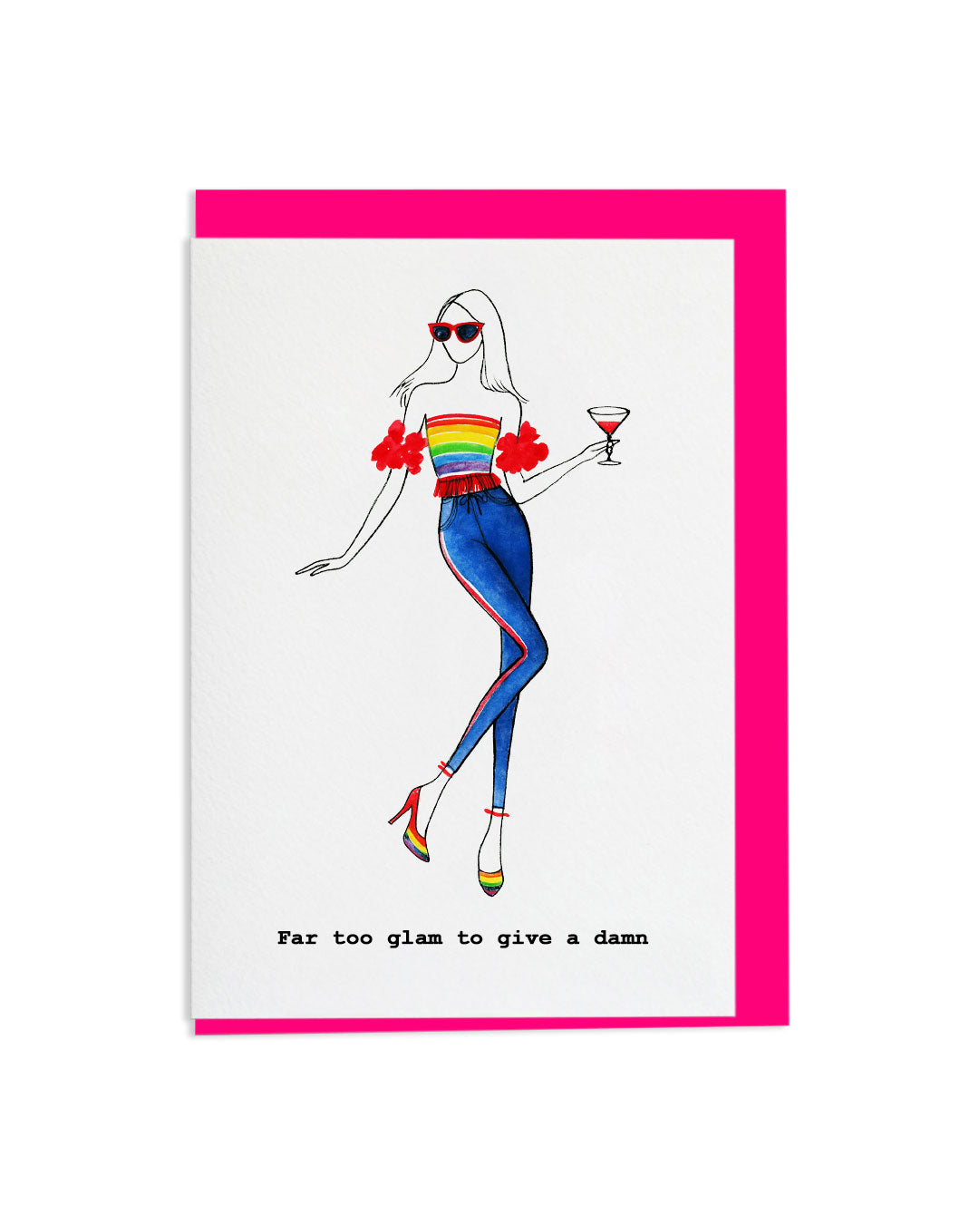 "Far Too Glam To Give A Damn" A6 Greetings Card