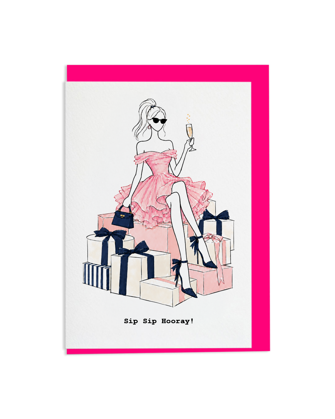 "Sip Sip Hooray!" A6 Greetings Card