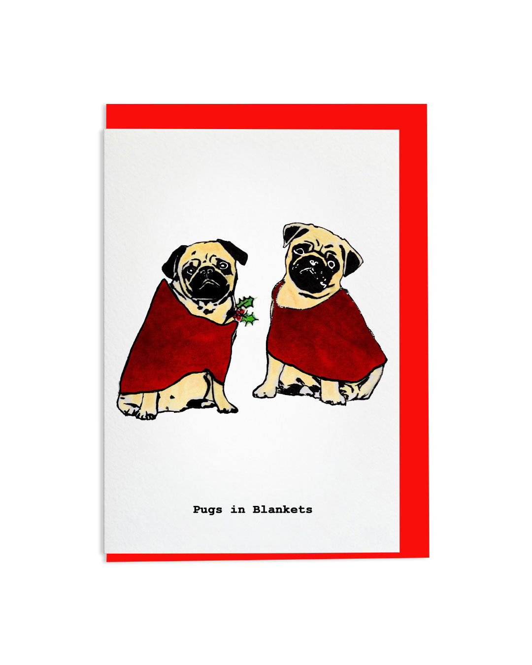 "Pugs In Blankets" A6 Greetings Card