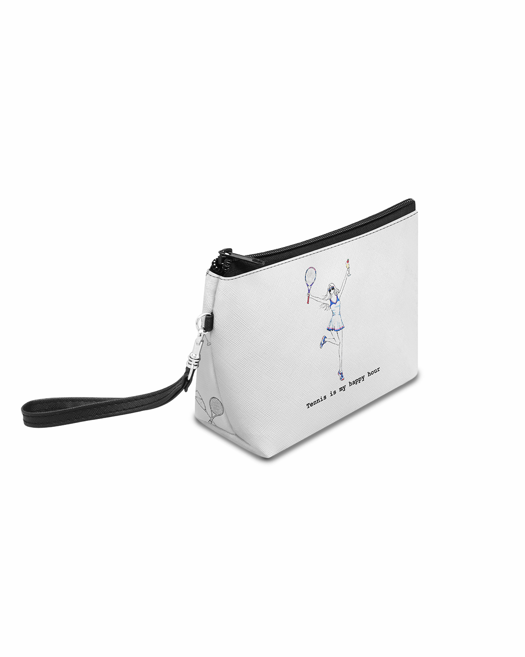 "Tennis Is My Happy Hour" Mini Makeup Bag