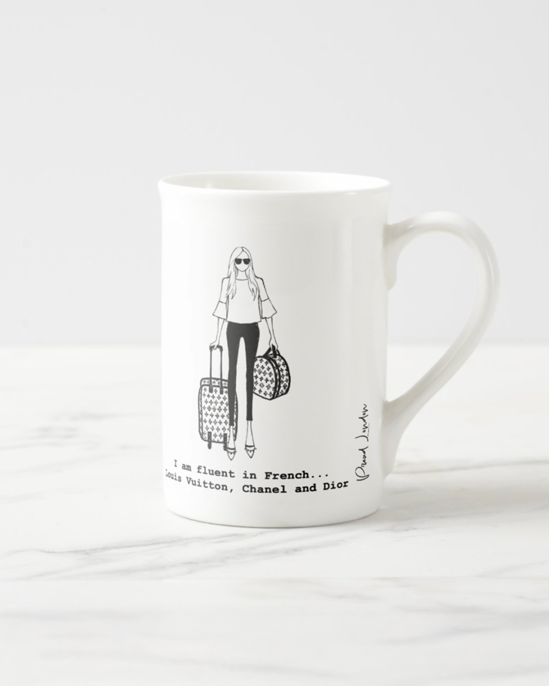 2 "Fluent In French" Bone China Mugs