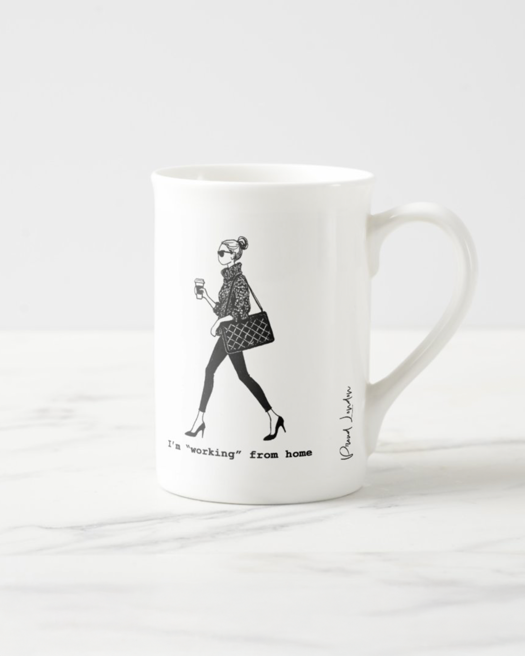 "Working From Home" Bone China Mug