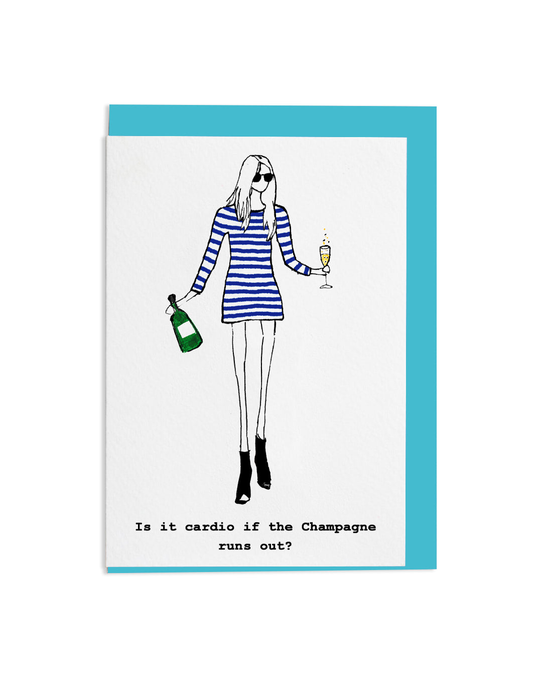 "Champagne Is Cardio" A6 Greetings Card