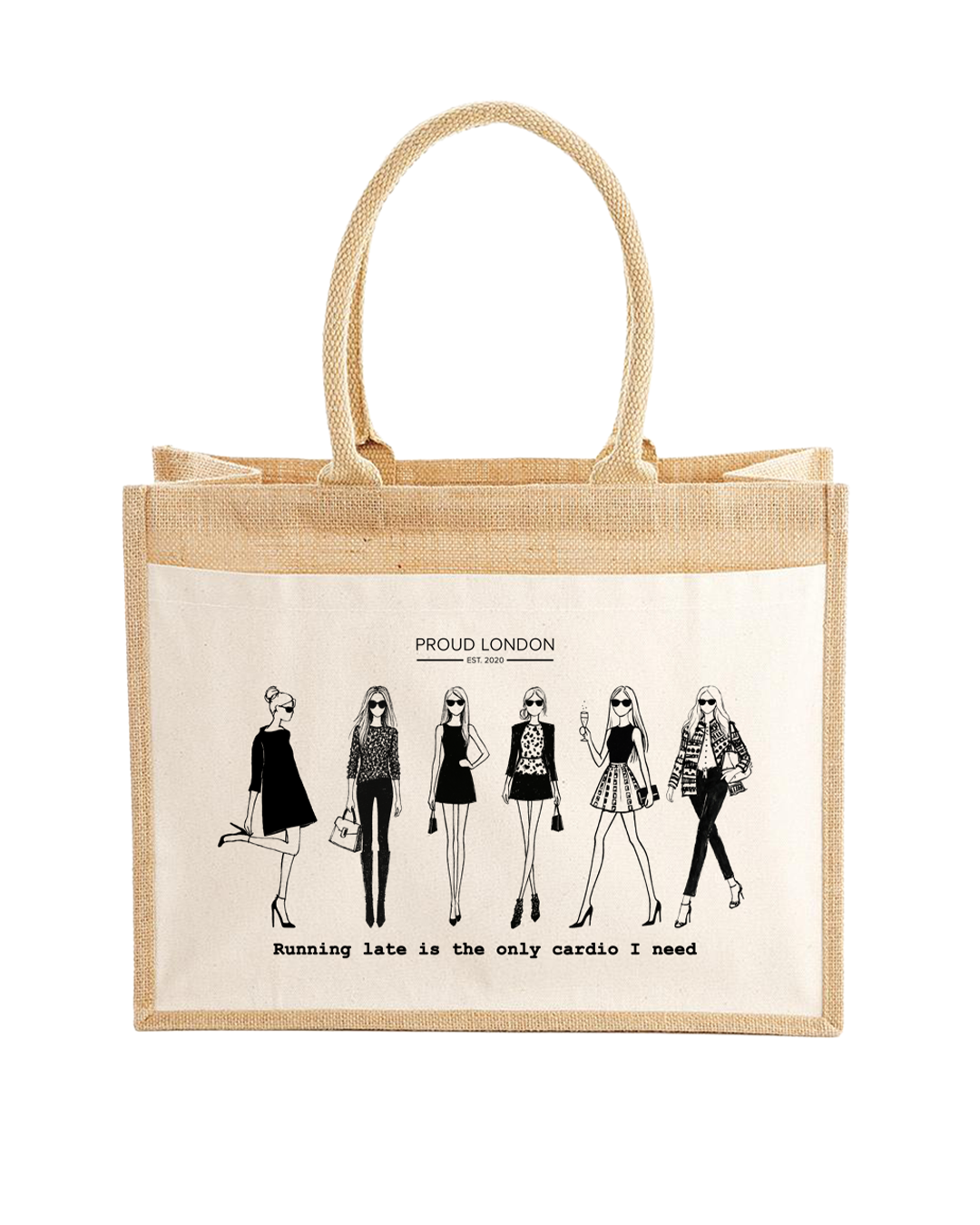 "Running Late" Jute Shopping Bag
