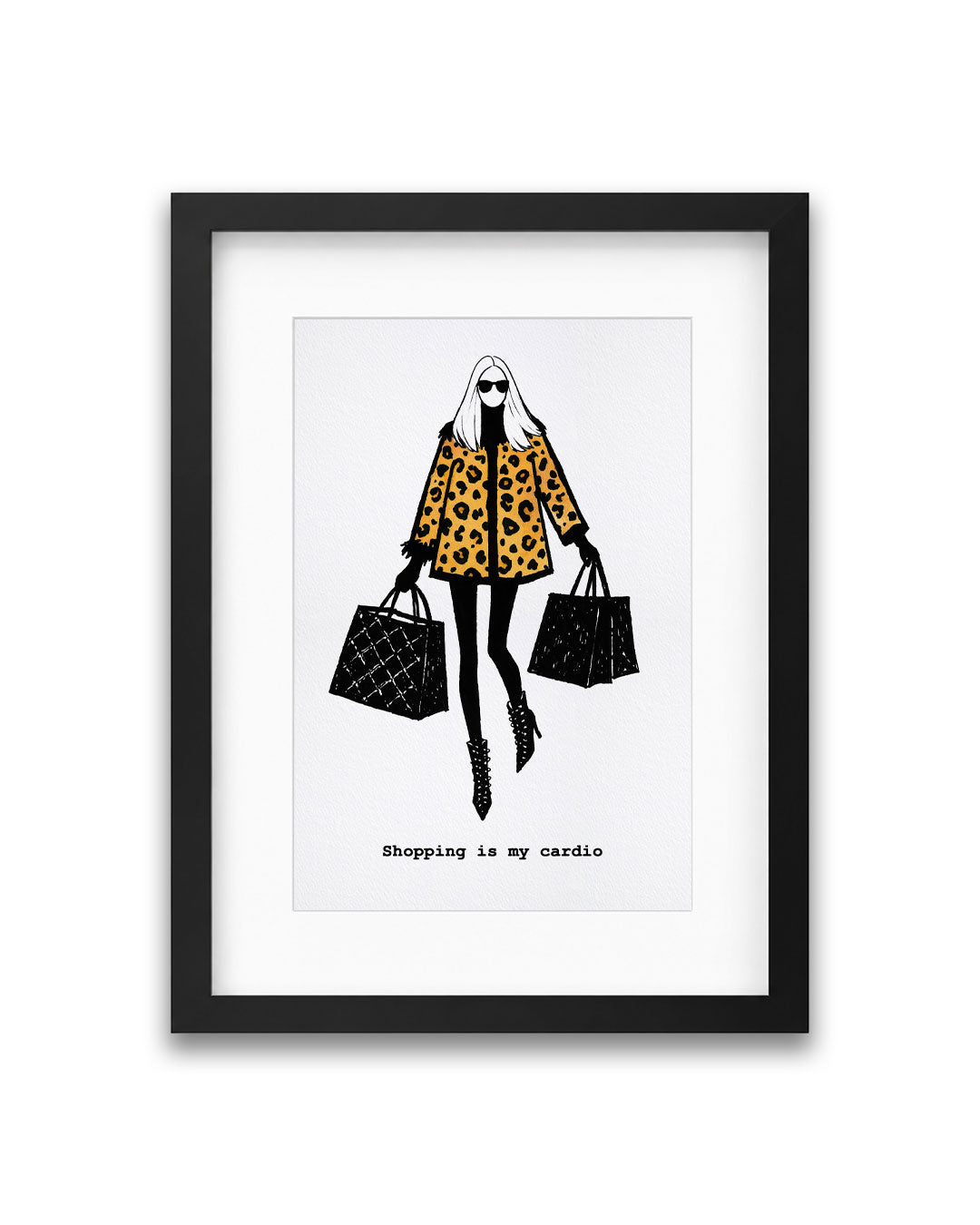 "Shopping Is My Cardio" Framed A4 Print