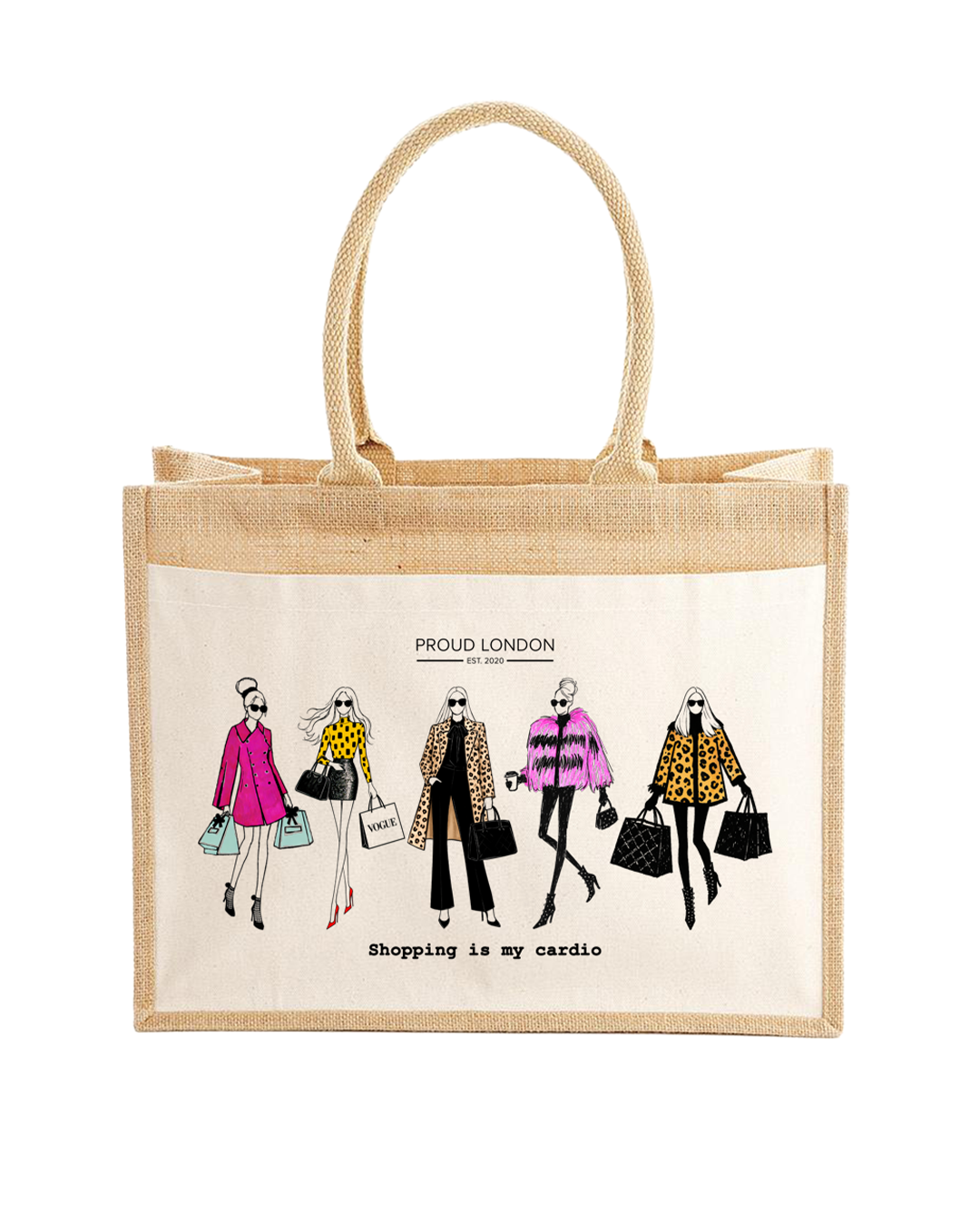 "Shopping Is My Cardio" Jute Shopping Bag