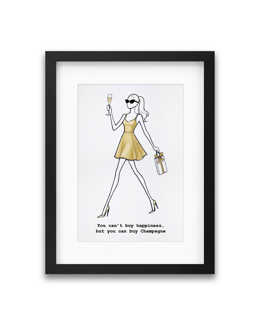 "You Can Buy Champagne" Framed A4 Print