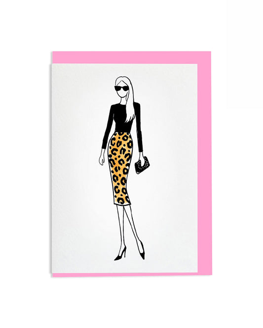 "Leopard Print Skirt" A6 Greetings Card