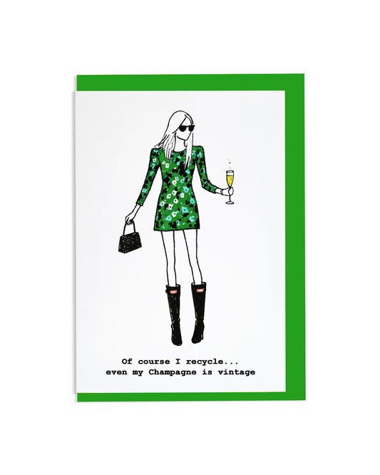 "My Champagne Is Vintage" A6 Greetings Card
