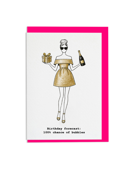 "100% Chance Of Bubbles" A6 Greetings Card