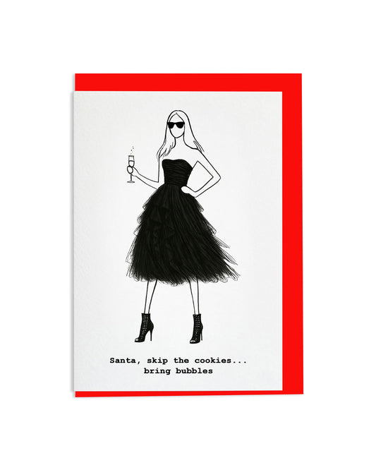 "Santa... Bring Bubbles" A6 Greetings Card