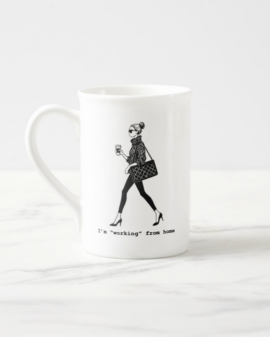 2 "Working From Home" Bone China Mugs