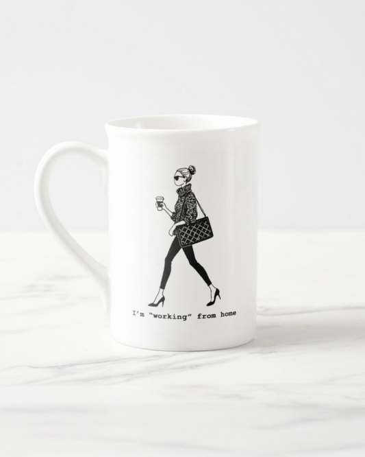 2 "Working From Home" Bone China Mugs