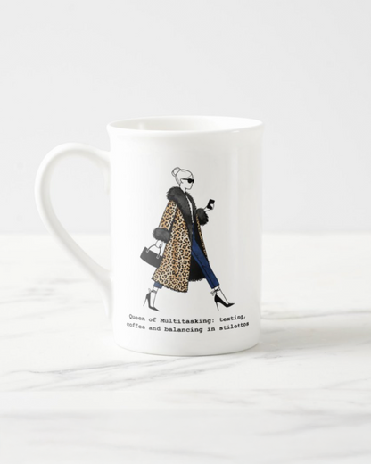 2 "Queen Of Multitasking" Bone China Mugs