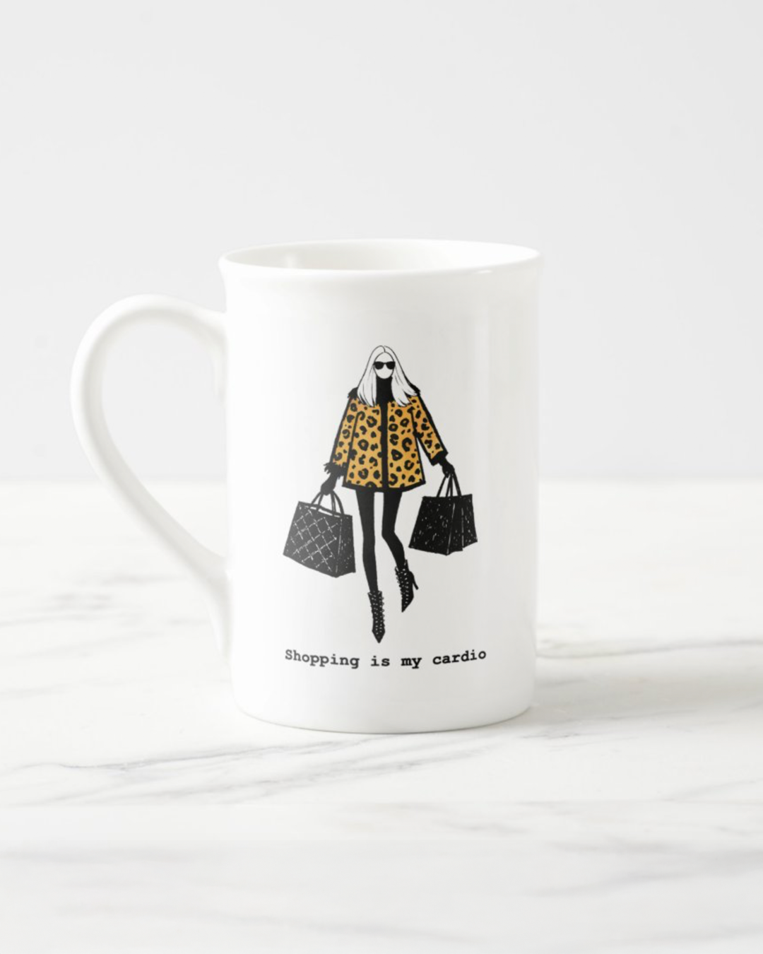 2 "Shopping Is My Cardio" Bone China Mugs
