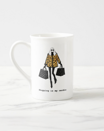 2 "Shopping Is My Cardio" Bone China Mugs