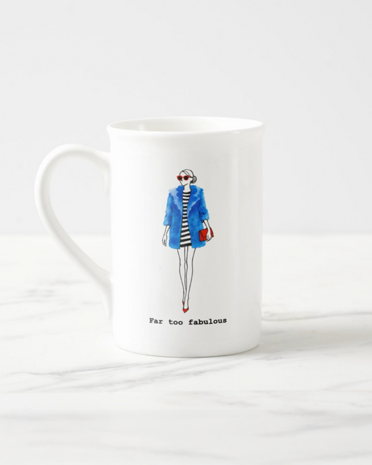 2 "Far Too Fabulous" Bone China Mugs