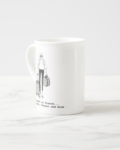2 "Fluent In French" Bone China Mugs