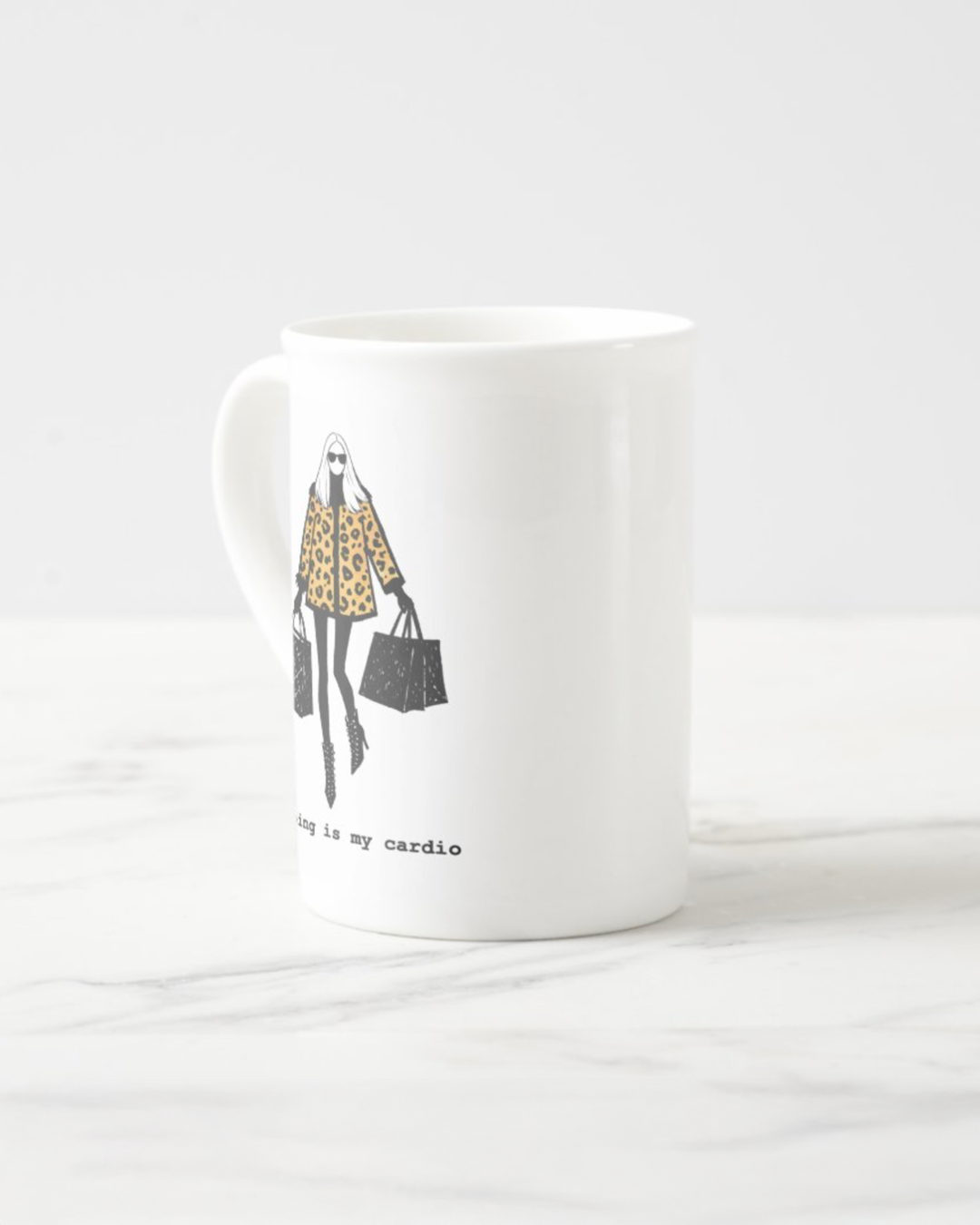 "Shopping Is My Cardio" Bone China Mug