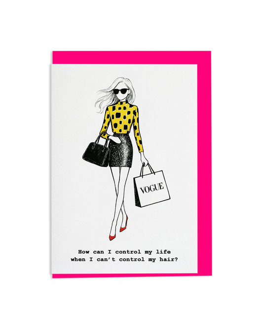 "Can't Control My Hair" A6 Greetings Card
