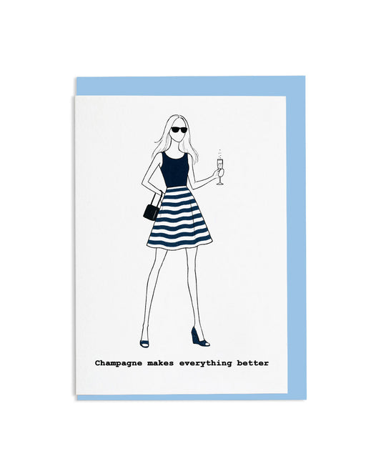 "Champagne Makes Everything Better" A6 Greetings Card