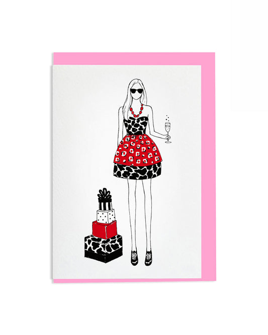 "Girl With Presents" A6 Greetings Card