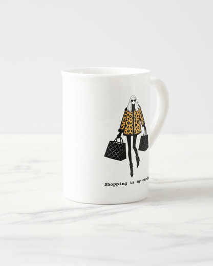 2 "Shopping Is My Cardio" Bone China Mugs