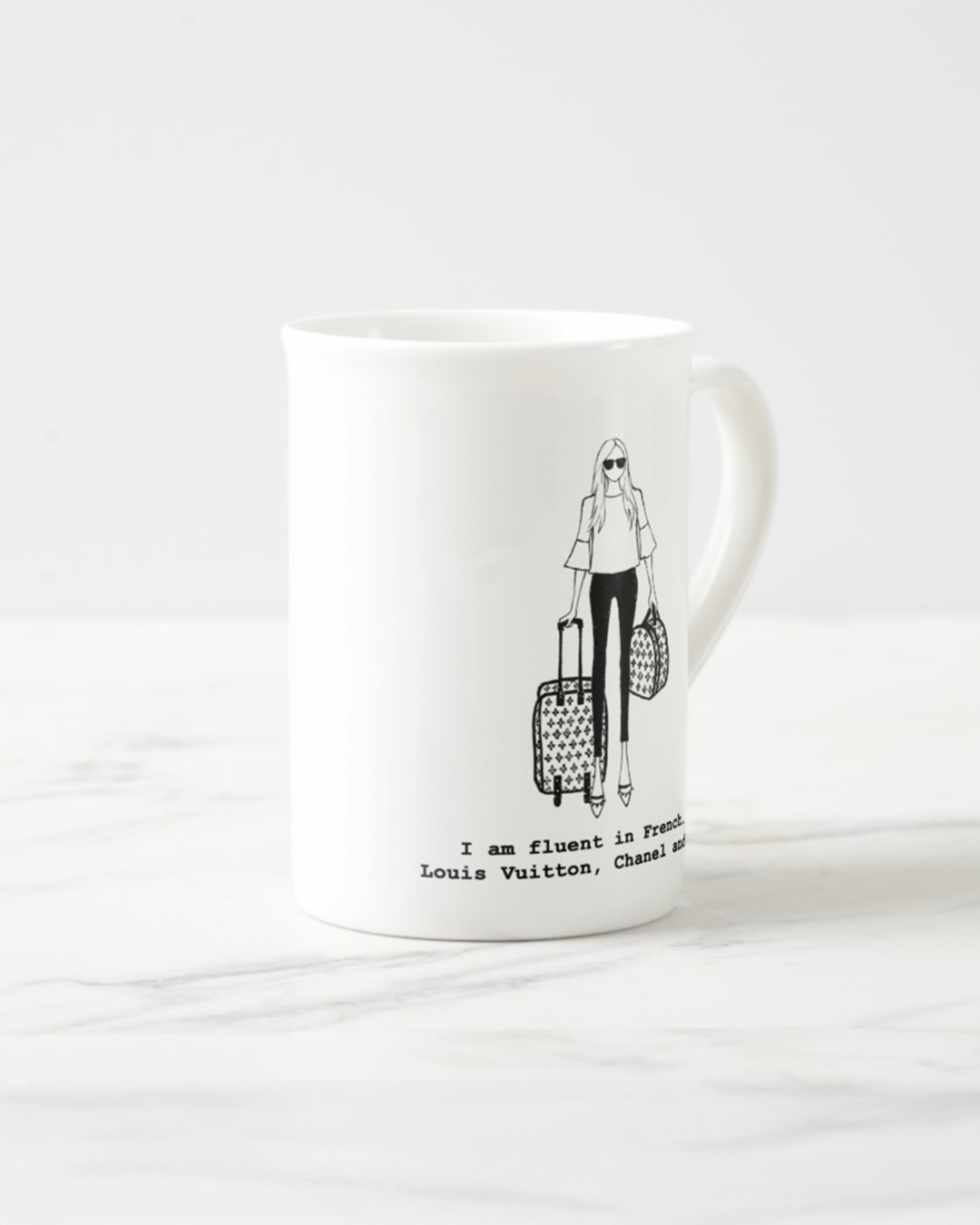 2 "Fluent In French" Bone China Mugs