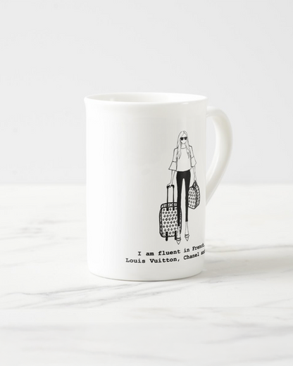 2 "Fluent In French" Bone China Mugs