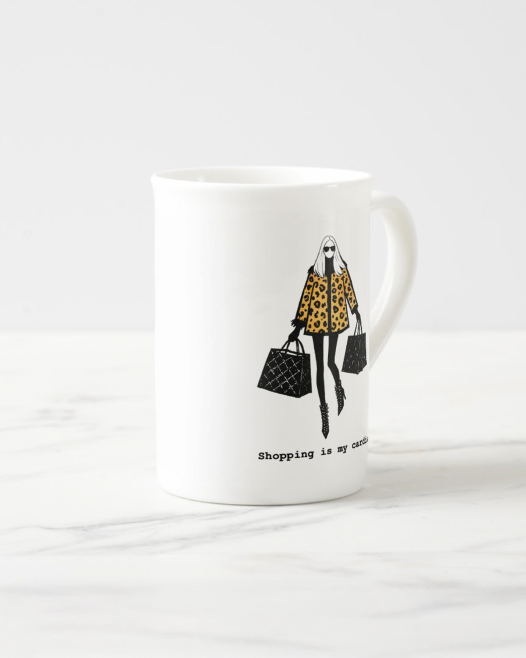 "Shopping Is My Cardio" Bone China Mug