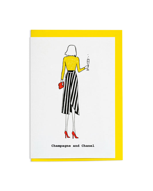 "Champagne and Chanel" A6 Greetings Card