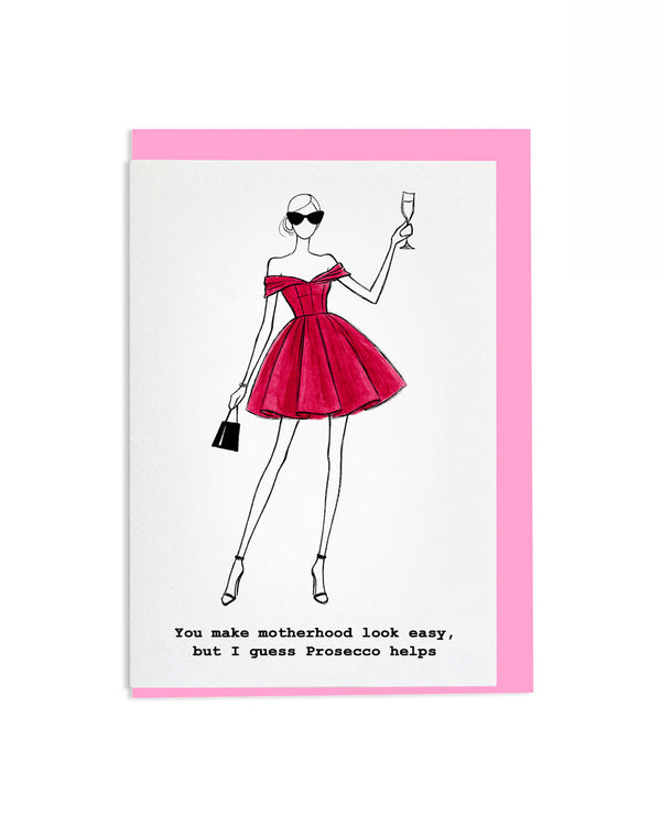 "Prosecco Helps" A6 Greetings Card