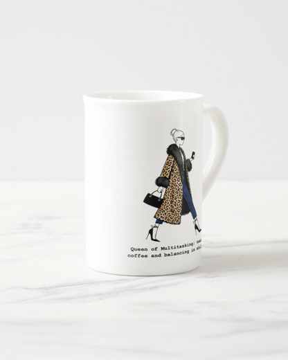 "Queen Of Multitasking" Bone China Mug
