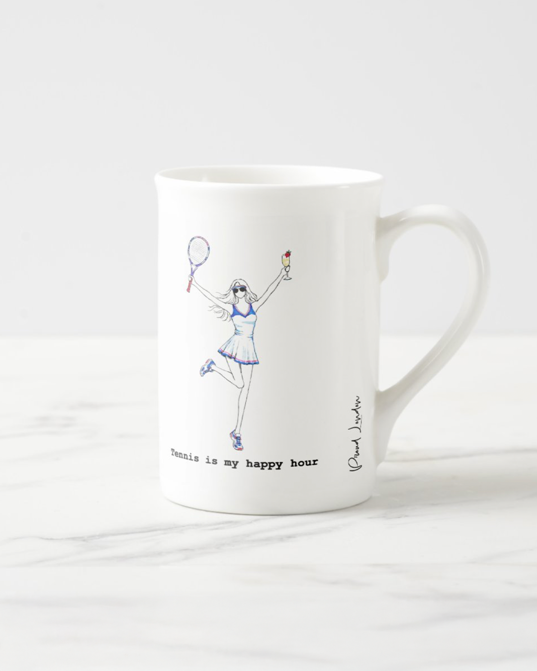 "Tennis Is My Happy Hour" Bone China Mug