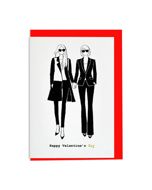 "Happy Valentine's Gay (Women)" A6 Greetings Card