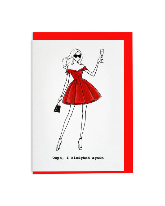 "Oops, I Sleighed Again" A6 Greetings Card