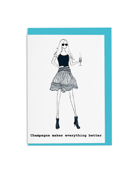 "Champagne Makes Everything Better" A6 Greetings Card