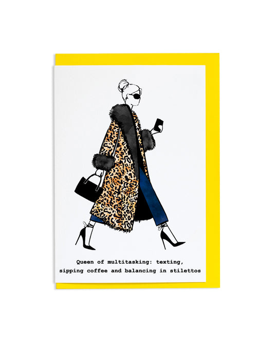 "Queen Of Multitasking" A6 Greetings Card