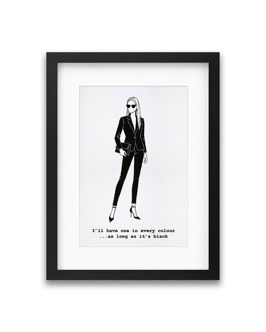 "As Long As It's Black" Framed A4 Print
