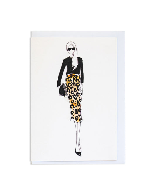 "Leopard Print Skirt" A6 Greetings Card