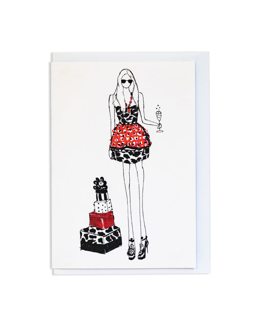 "Girl with Presents" A6 Greetings Card