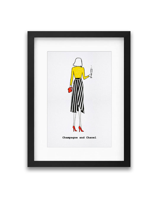 "Champagne And Chanel" Framed A4 Print