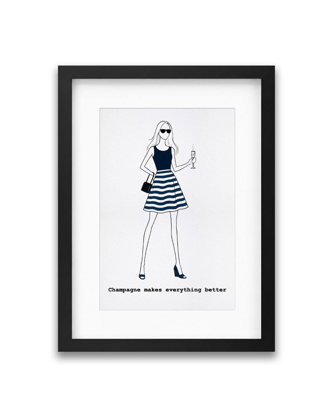 "Champagne Makes Everything Better" Framed A4 Print