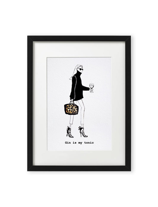 "Gin Is My Tonic" Framed A4 Print