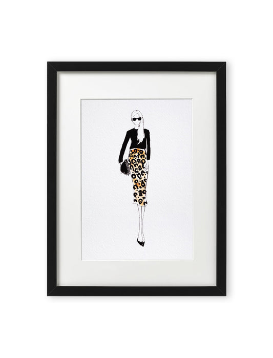 "Leopard Print Skirt" Framed A4 Print