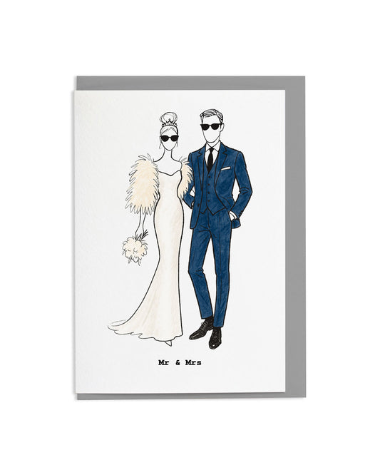 6 "Mr & Mrs" Greetings Cards