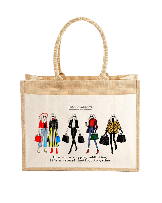 "Natural Instinct To Gather" Jute Shopping Bag