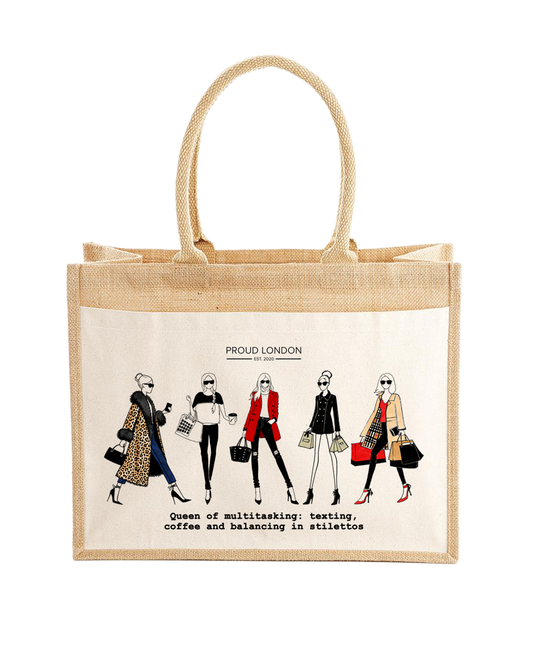 "Queen Of Multitasking" Jute Shopping Bag