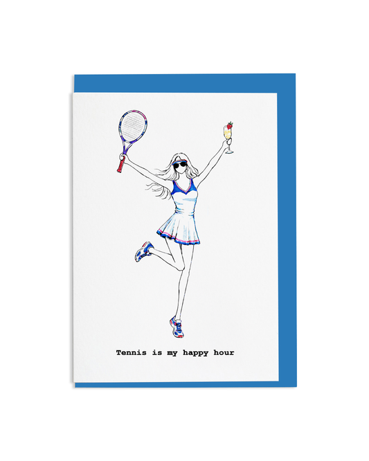 "Tennis Is My Happy Hour" Greetings Card