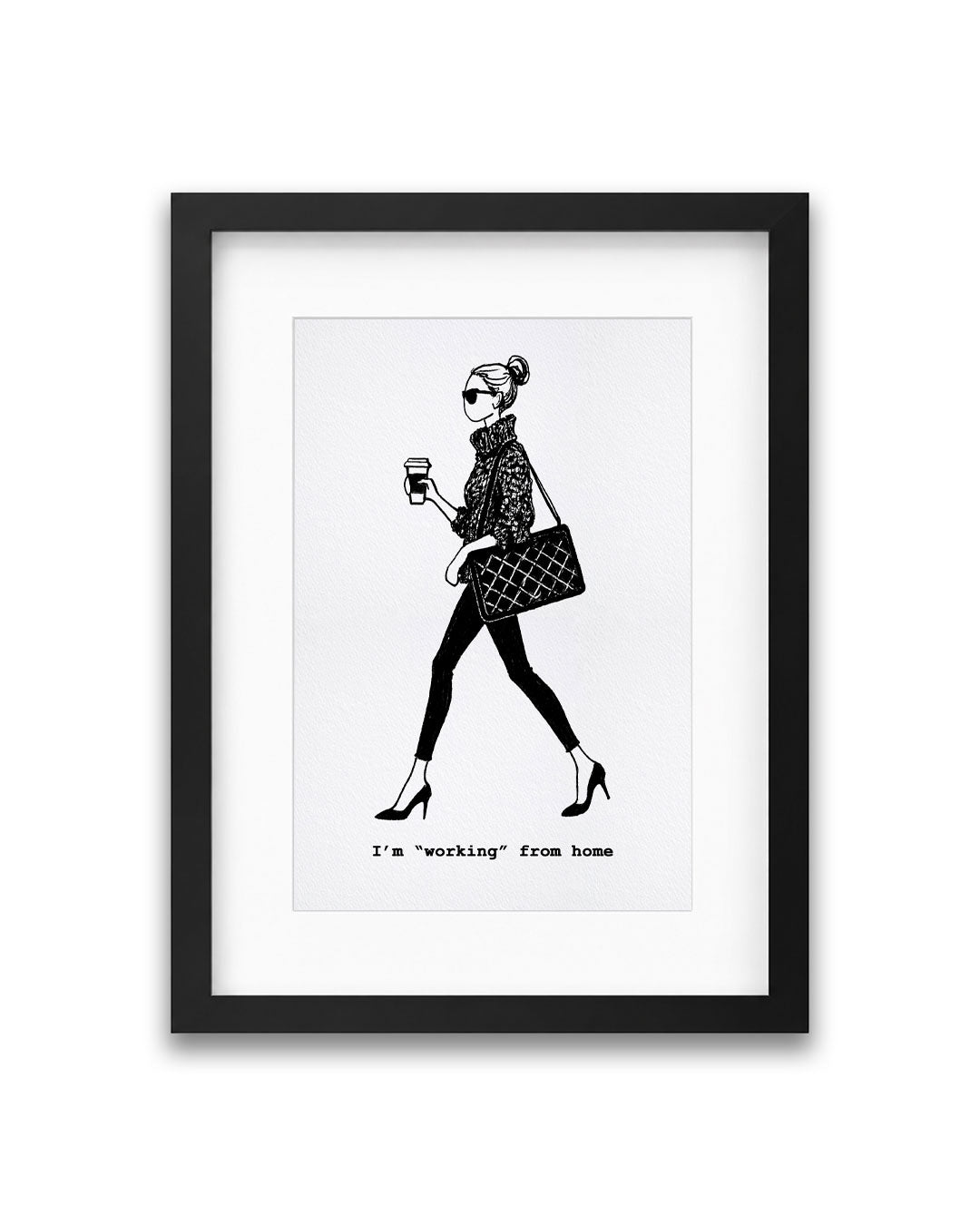 "Working From Home" Framed A4 Print